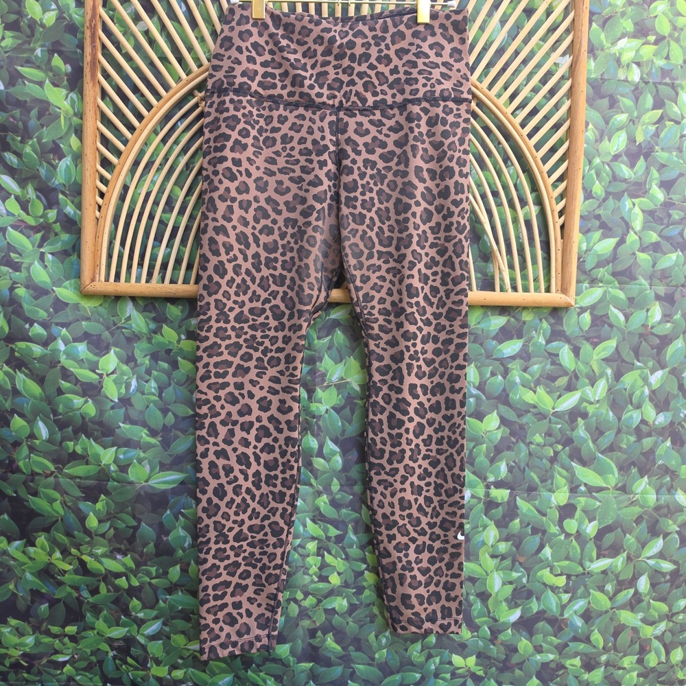 Nike Dri-FIT Leopard Print Leggings Womens Medium Brown Animal Print Tights